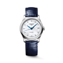 Master | 34mm, Stainless Steel, White mother-of-pearl Dial, Blue Alligator Leather, Womens Watch