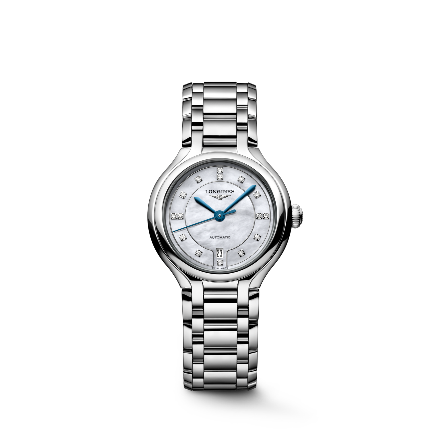 PrimaLuna | 30mm, Stainless Steel, White mother-of-pearl Dial, Womens Watch