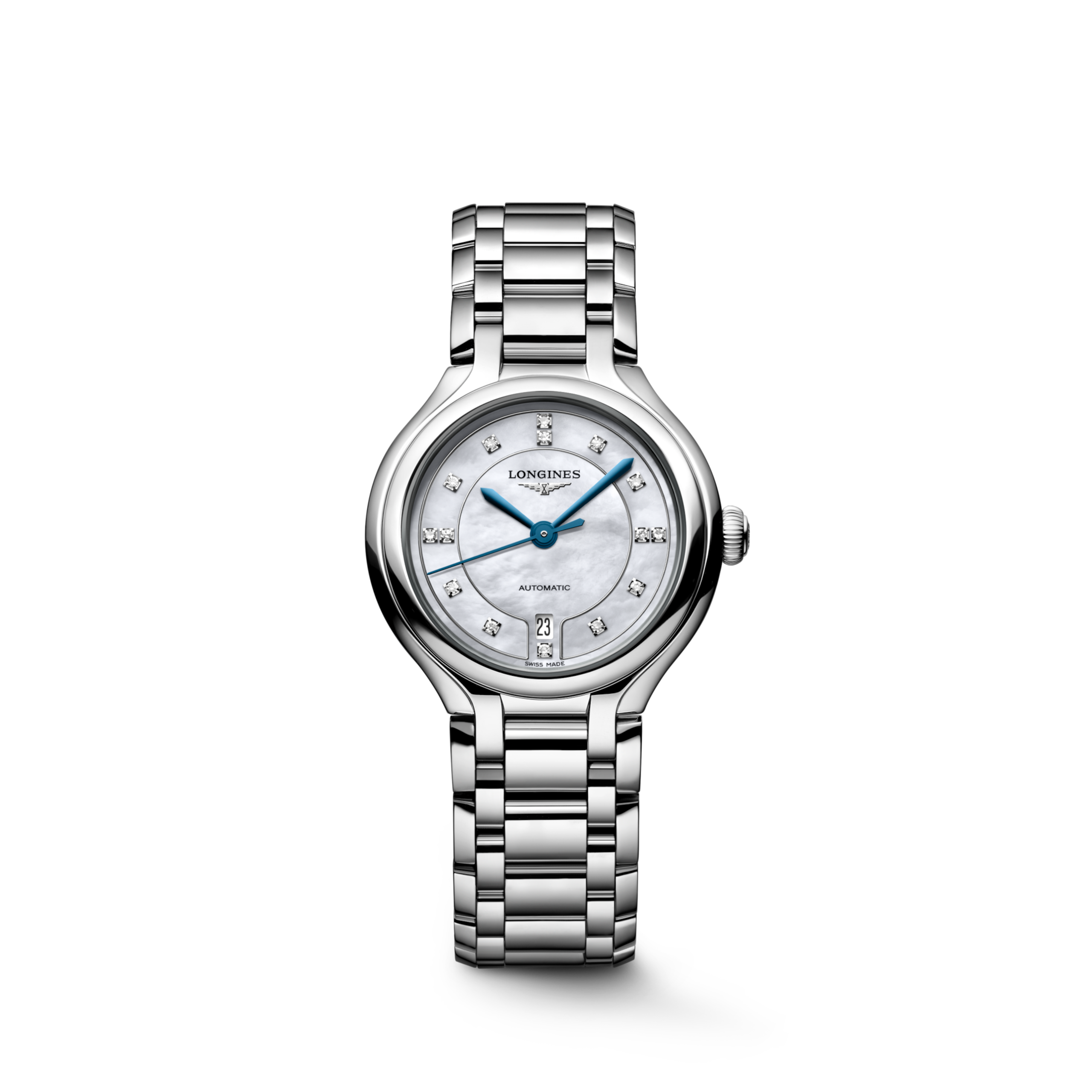 PrimaLuna | 30mm, Stainless Steel, White mother-of-pearl Dial, Womens Watch