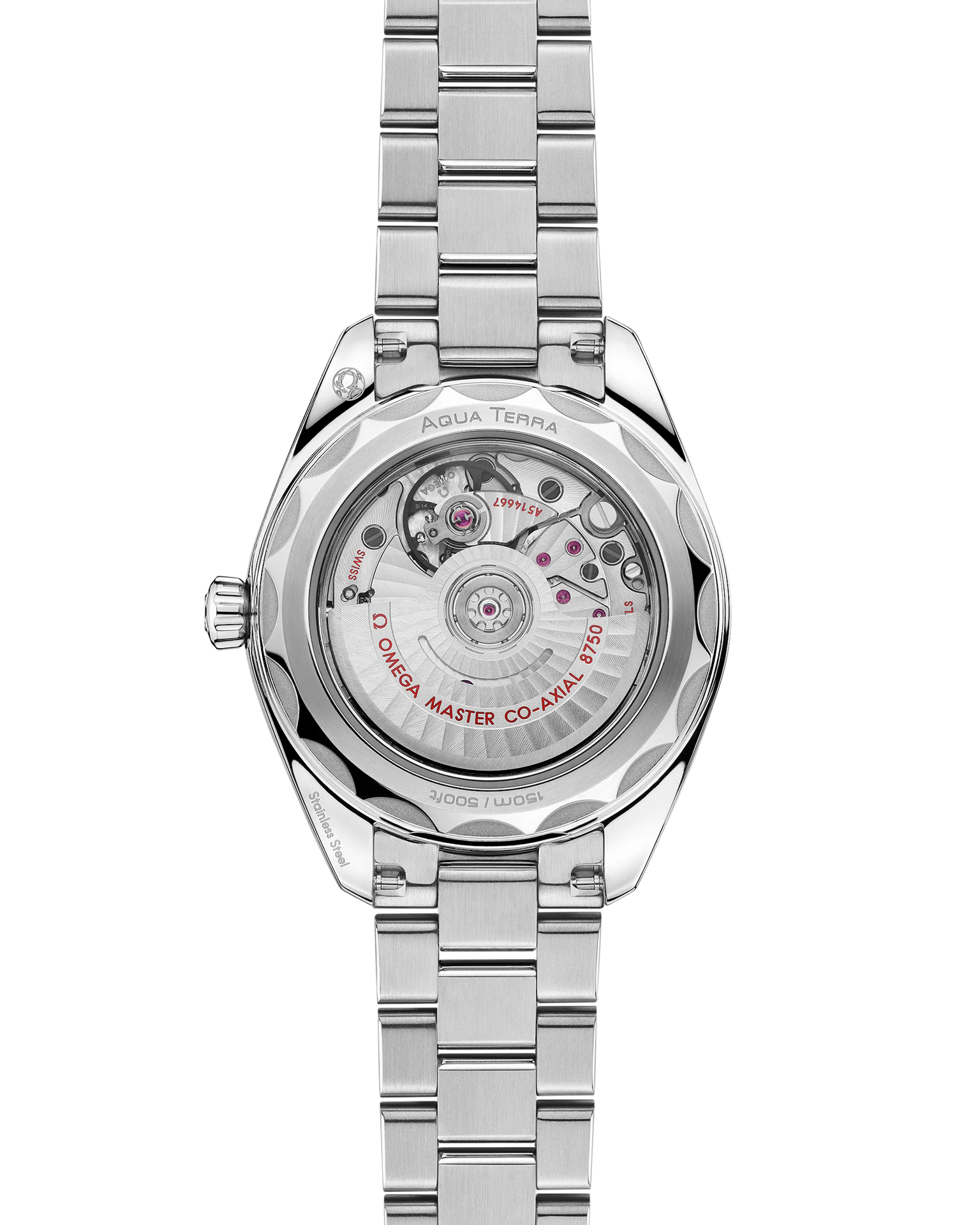 OMEGA Seamaster Aqua Terra 150M 30mm Steel on Steel Watch Transparent Caseback